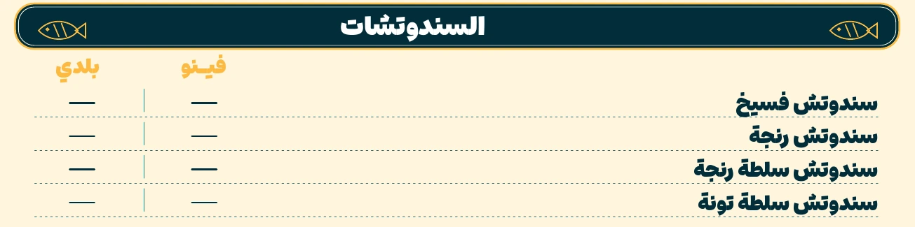 قسم السندوتشات